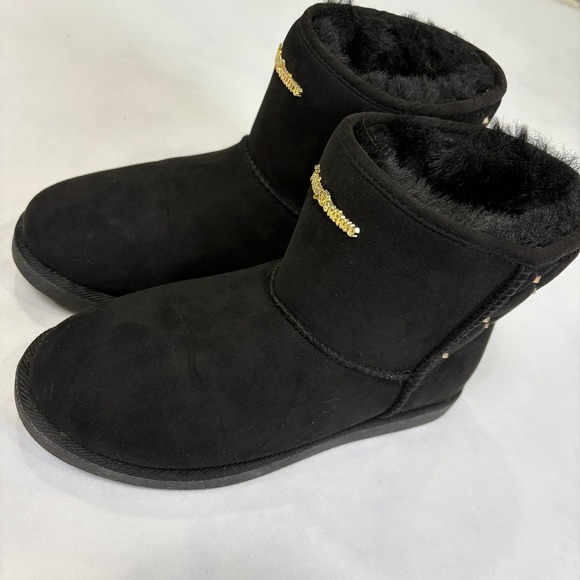Juicy Couture Black Quilted Suede Fur‎ Lined Studded Boots Women's Size 7 - Picture 7 of 10